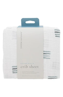 little unicorn Cotton Muslin Crib Sheet in Blue Stacks at Nordstrom