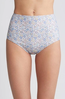 Nu Swim x Liberty London Floral Print High Waist Bikini Bottoms Blue Multi at Nordstrom,