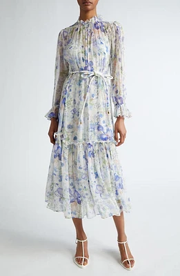 Zimmermann Natura Floral Paisley Belted Long Sleeve Midi Dress at Nordstrom,