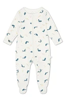 MORI Clever Zip Ocean Print Fitted One-Piece Footed Pajamas at Nordstrom