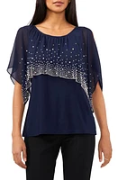 Chaus Beaded Cold Shoulder Top Navy Blue at Nordstrom,