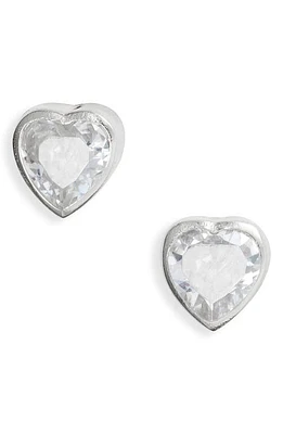 SHYMI Fancy Bezel Stud Earrings in Silver/White/heart at Nordstrom