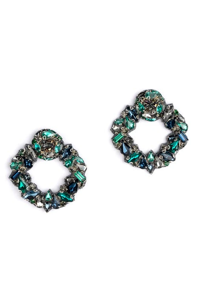 Deepa Gurnani Katya Crystal Frontal Hoop Earrings in Emerald at Nordstrom