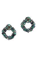 Deepa Gurnani Katya Crystal Frontal Hoop Earrings in Emerald at Nordstrom