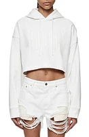 PURPLE BRAND Crop French Terry Hoodie in White at Nordstrom, Size Small