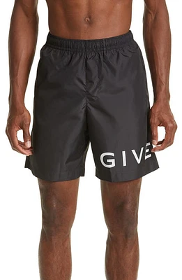 Givenchy Logo Swim Trunks Z/dnublack/White at Nordstrom,