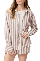 PAIGE Christa Stripe Poplin Button-Up Shirt Cream Multi at Nordstrom,