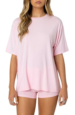 EDIKTED Oversize Crewneck T-Shirt Pink at Nordstrom,