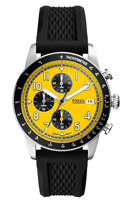 Fossil Sport Tourer Silicone Strap Chronograph Watch, 42mm in Black at Nordstrom, Size 42 Mm