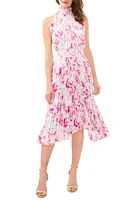 halogen(r) Pleated Sharkbite Hem Midi Dress Magenta at Nordstrom,