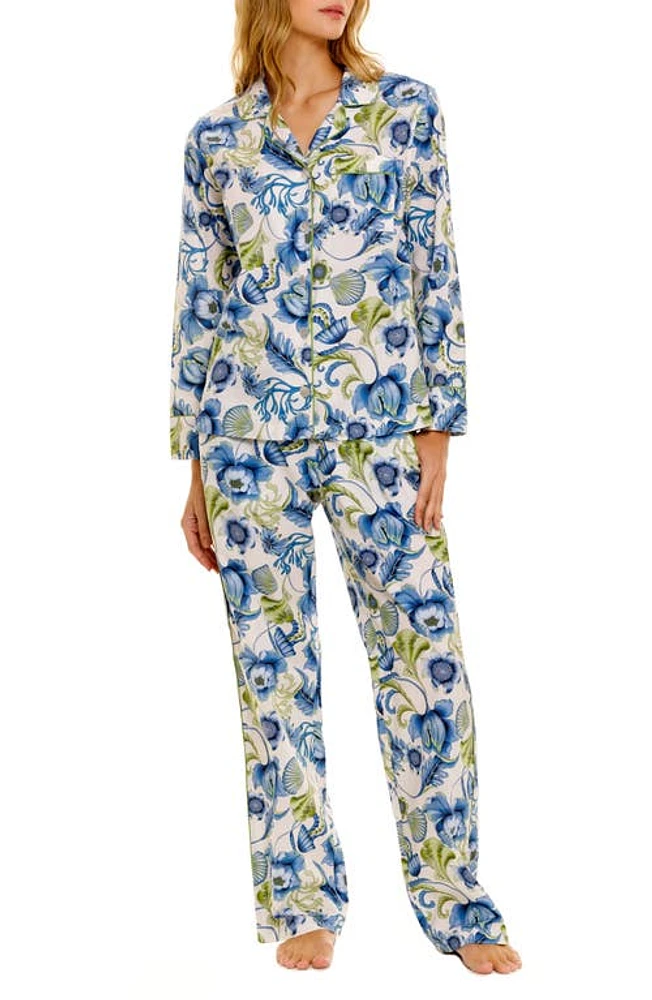 The Lazy Poet Nina Green Medusa Cotton Pajamas White at Nordstrom,