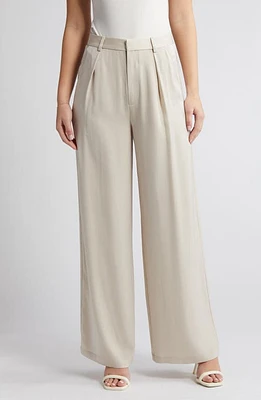 RUE SOPHIE Jennie High Waist Wide Leg Satin Pants Grey at Nordstrom,