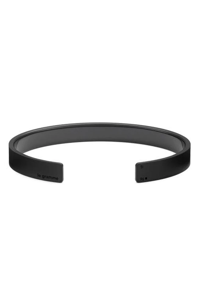 le gramme Men's 9G Brushed Titanium Ribbon Cuff Bracelet Black at Nordstrom,