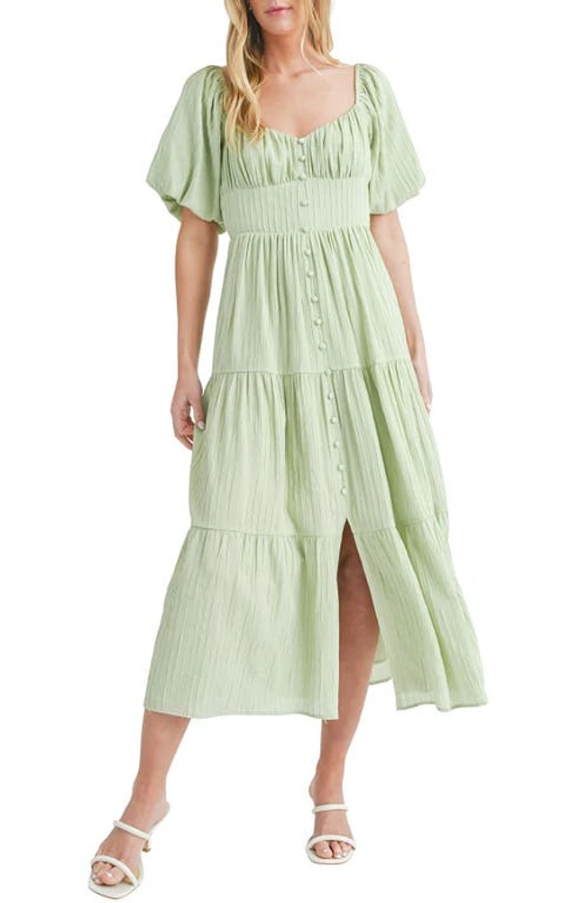 All Favor Puff Sleeve Tiered Midi Dress at Nordstrom,