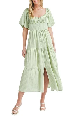 All Favor Puff Sleeve Tiered Midi Dress at Nordstrom,