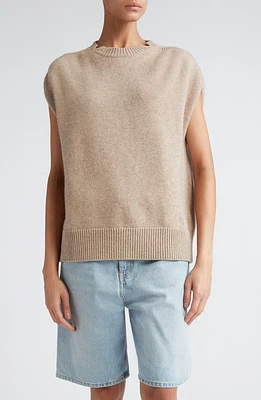 Loulou Studio Sagar Cap Sleeve Wool & Cashmere Sweater in Beige Melange at Nordstrom, Size Large