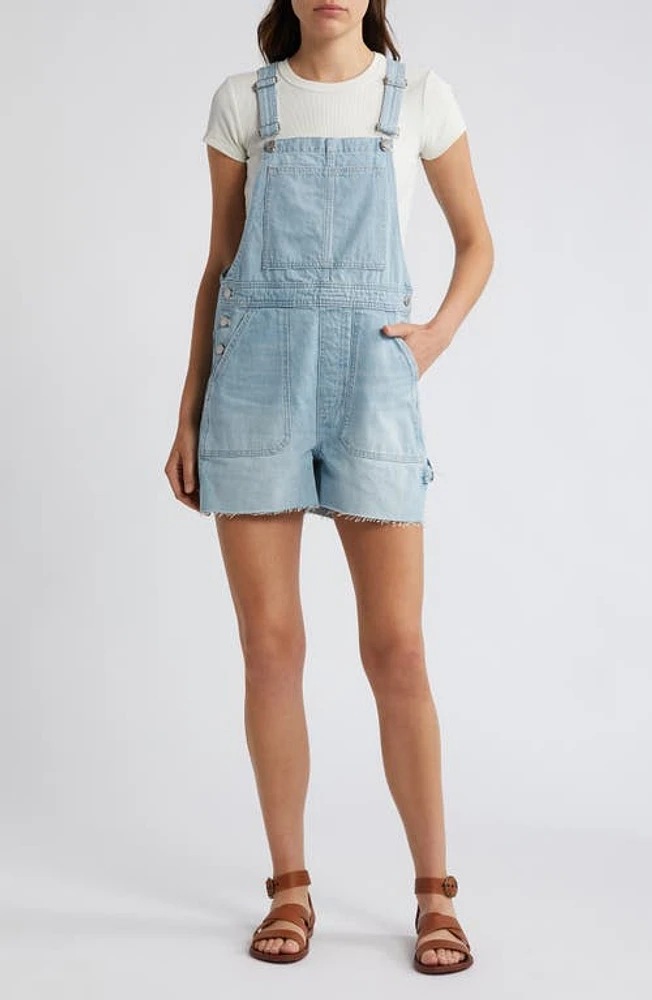 Madewell Raw Hem Oversize Denim Carpenter Shortalls Chapin Wash at Nordstrom,