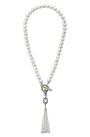 LAGOS Luna Pearl Tassel Necklace in Silver/Pearl at Nordstrom, Size 18 In