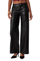 EDIKTED Straight Leg Faux Leather Jeans Black at Nordstrom,