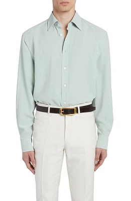 TOM FORD Slim Fit Silk Poplin Button-Up Shirt Dusty Green at Nordstrom, Eu