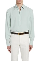 TOM FORD Slim Fit Silk Poplin Button-Up Shirt Dusty Green at Nordstrom, Eu