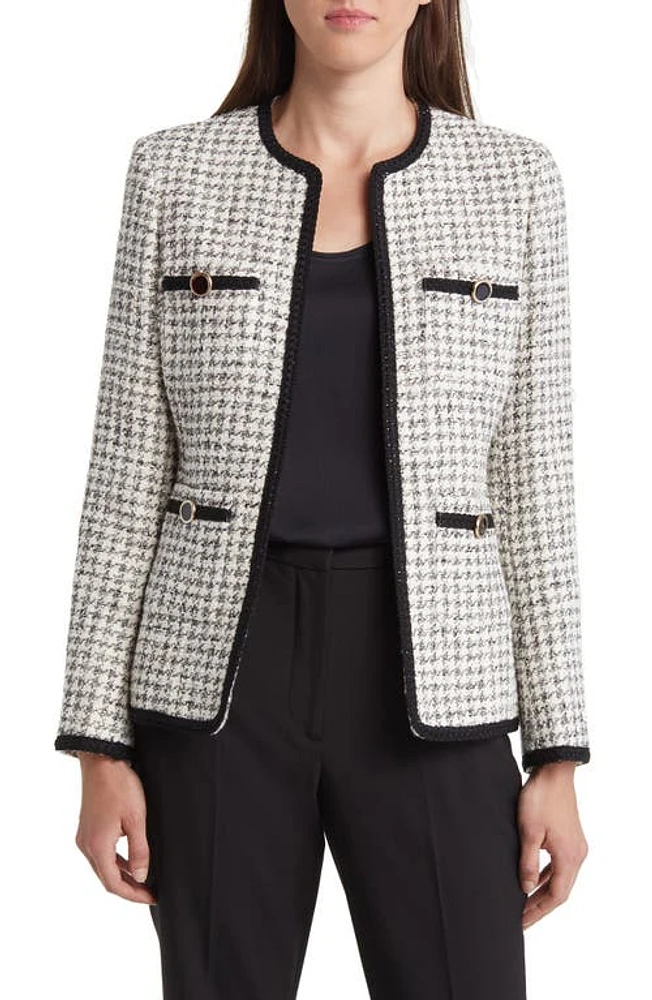 Ted Baker London Lyrra Houndstooth Bouclé Jacket in White at Nordstrom, Size 3