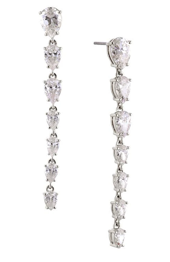 Nadri Social Lights Cubic Zirconia Linear Drop Earrings in Rhodium at Nordstrom