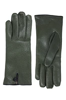 Nicoletta Rosi Cashmere Lined Leather Gloves Olive Green at Nordstrom,