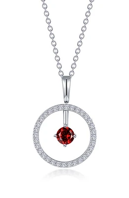 Lafonn Simulated Diamond Lab-Created Birthstone Reversible Pendant Necklace in Red/January at Nordstrom, Size 20