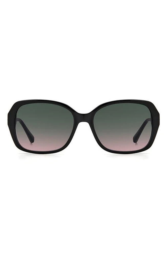 Kate Spade New York yvette 54mm gradient polarized square sunglasses in Black /Green Pink at Nordstrom