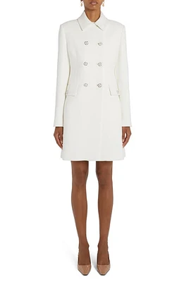 Versace Double Breasted Stretch Crepe Coat in Optical White at Nordstrom, Size 8 Us