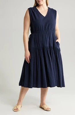 caslon(r) Tiered Cotton Midi Dress at Nordstrom,