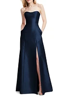 Alfred Sung Strapless Satin A-Line Gown at Nordstrom,