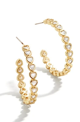 BaubleBar Cubic Zirconia Heart Hoop Earrings in Clear at Nordstrom