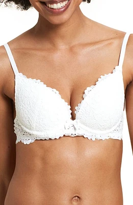 Etam Success Underwire Plunge Push-Up Bra in Ecru at Nordstrom, Size 32A