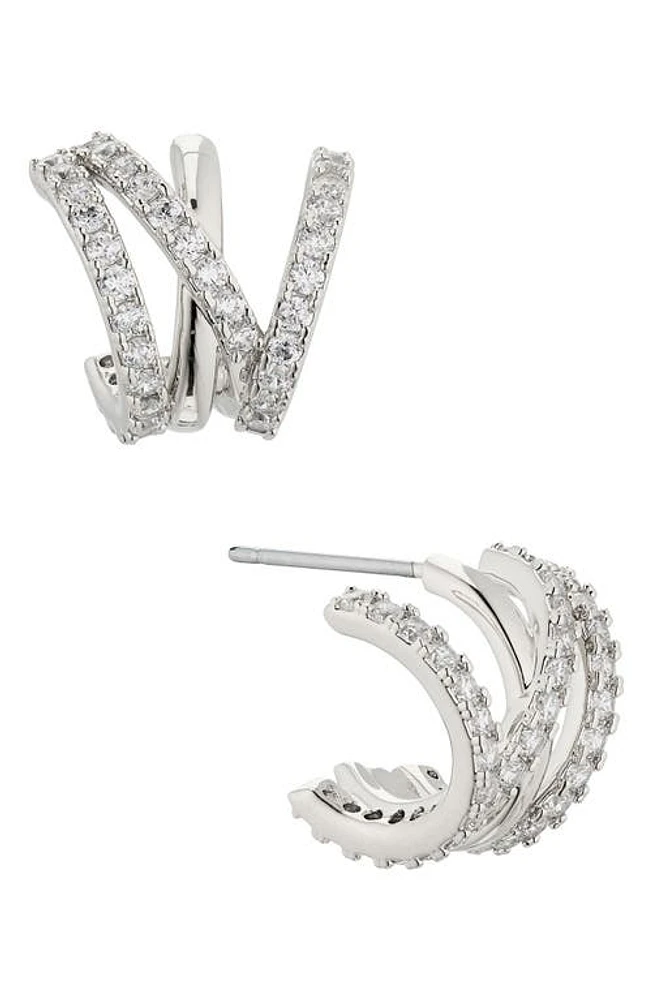 Nadri Twilight Cubic Zirconia Caged Huggie Hoop Earrings in Rhodium at Nordstrom