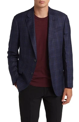 Emporio Armani Plaid Virgin Wool Blazer Solid Medium Blue at Nordstrom, Us