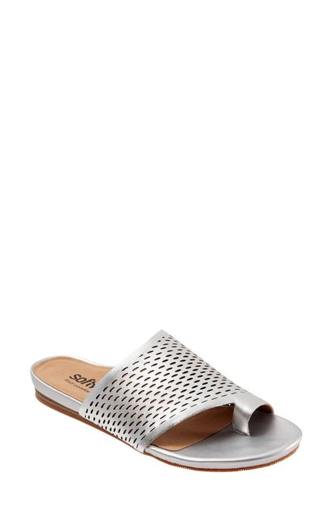 SoftWalk Corsica II Slide Sandal Silver Nappa Leather at Nordstrom,