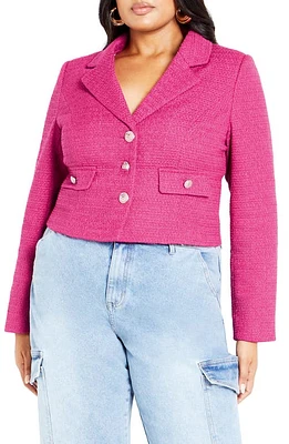 City Chic Regina Bouclé Crop Jacket Lilac Rose at