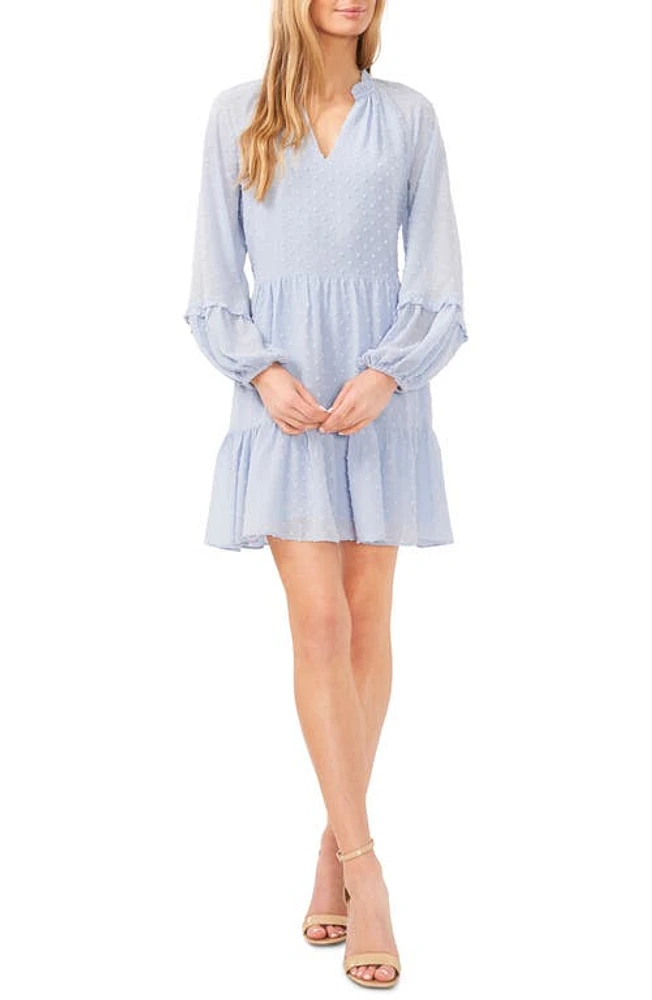 CeCe Clip Dot Ruffle Long Sleeve Shift Dress at Nordstrom,