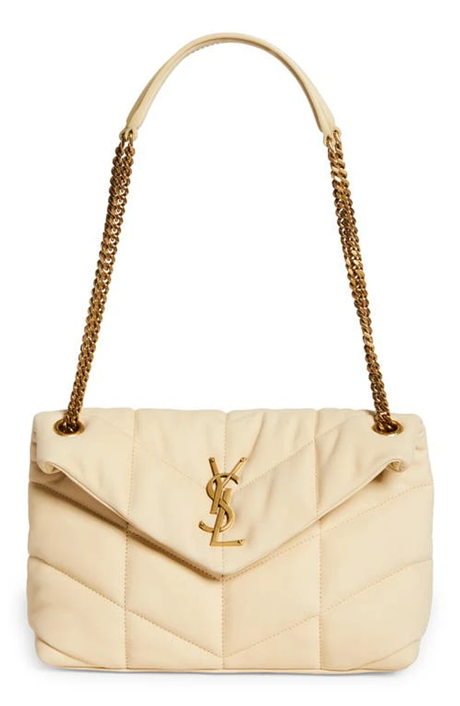 Saint Laurent Small Lou Leather Puffer Bag in Burro at Nordstrom