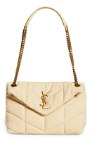 Saint Laurent Small Lou Leather Puffer Bag in Burro at Nordstrom