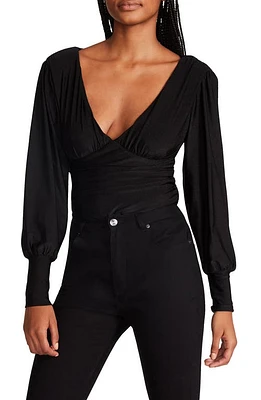 Steve Madden Kali Long Sleeve V-Neck Bodysuit Black at Nordstrom,