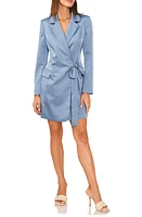 1.STATE Side Tie Long Sleeve Satin Blazer Dress Bluestone at Nordstrom,