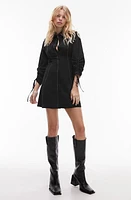 Topshop Ruched Sleeve Minidress Black at Nordstrom, Us