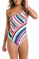 La Blanca Slice One-Shoulder One-Piece Swimsuit Blue/Green Multi at Nordstrom,