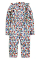 Mini Boden Kids Ruffle Long Sleeve One-Piece Rashguard Swimsuit Multi Nautical Floral at Nordstrom,