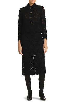 St. John Evening Floral Guipure Lace Jacket in Black at Nordstrom, Size 0