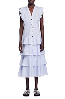 sandro Maude Pinstripe Midi Dress Blue /White at Nordstrom,