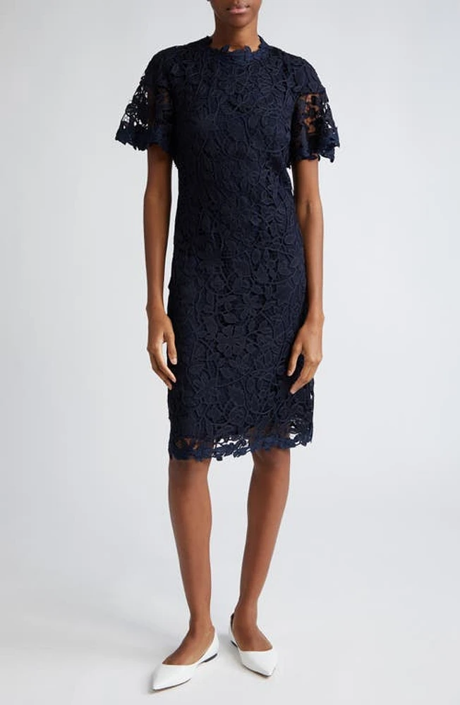 Lela Rose Rachel Floral Lace Dress Navy at Nordstrom,